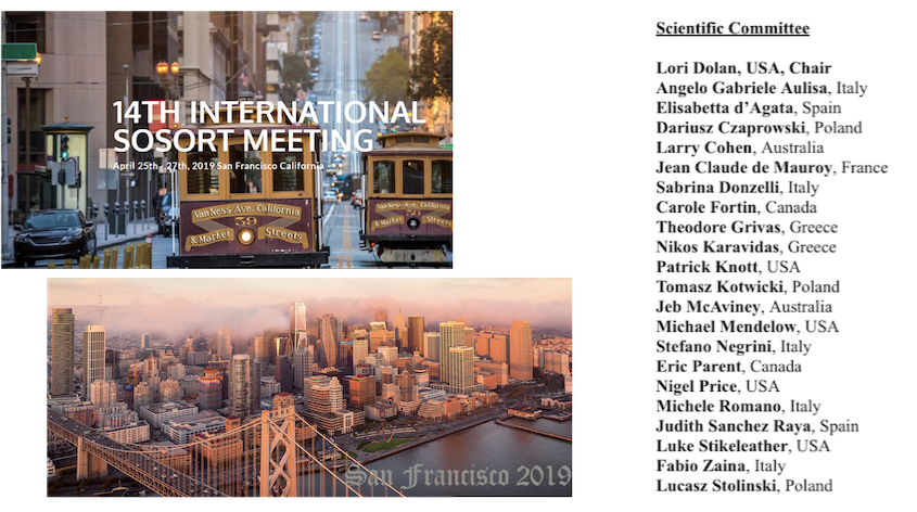 Τα μέλη της Επιστημονικής Επιτροπής του Συνεδρίου της SOSORT για το 2019 στο Σαν Φραντσίσκο των ΗΠΑ SOSORT 2019 Meeting scientific commitee Nikos Karavidas
